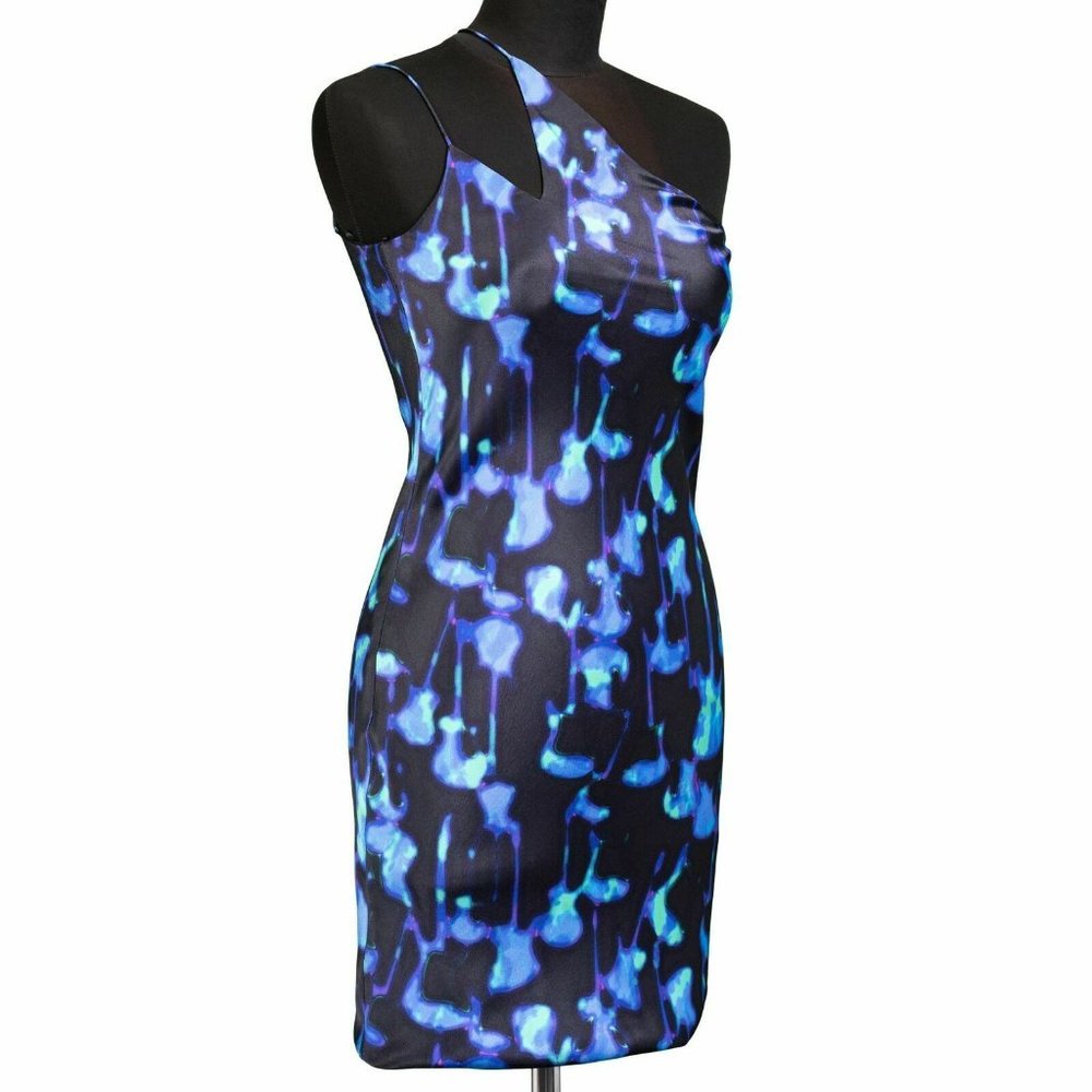 NINA RICCI Silk Electric One Shoulder Dress Size 6